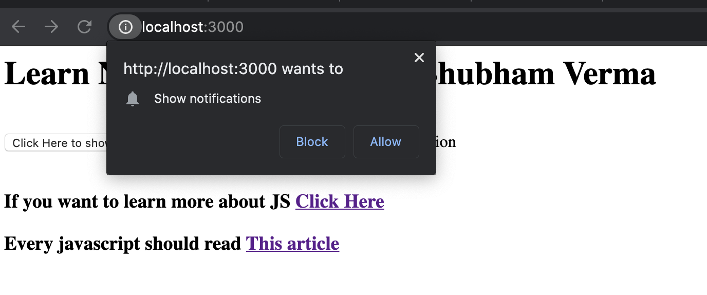 Desktop Notification in Javascript