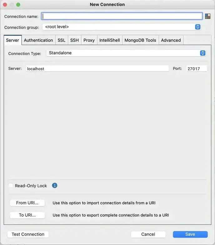 Connect MongoDB remote database using RoboMongo and URI